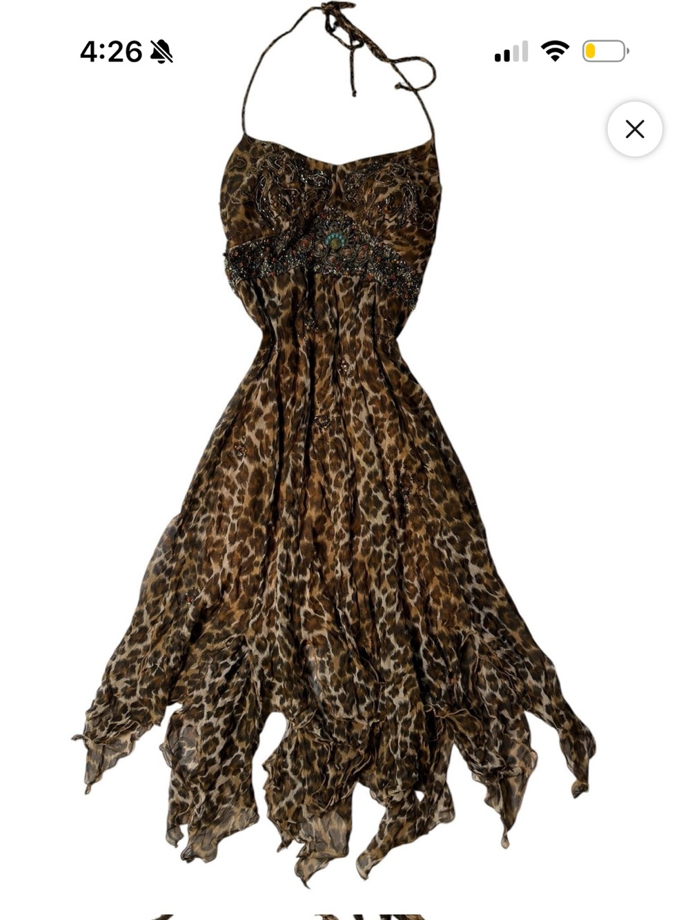 Marciano BEADED Cheetah Print Halter Dress Y2K 100% Silk Grail!